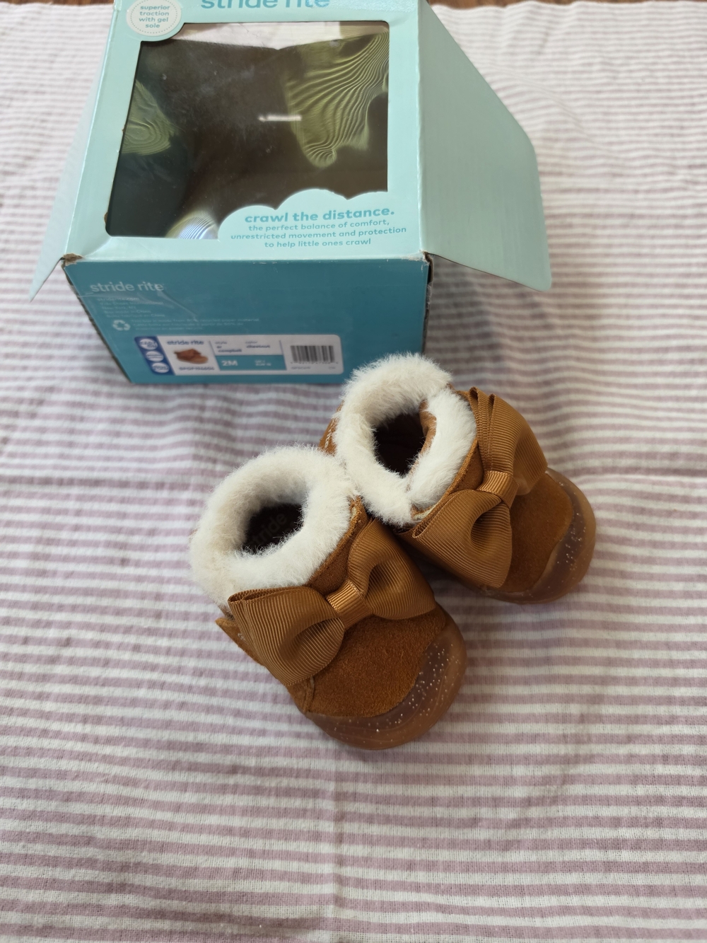 Stride Rite SR Campbell Chestnut Leather Booties with Box, Baby 2M